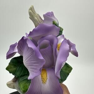 Stunning Vintage Porcelain Purple Iris Night Light EUC